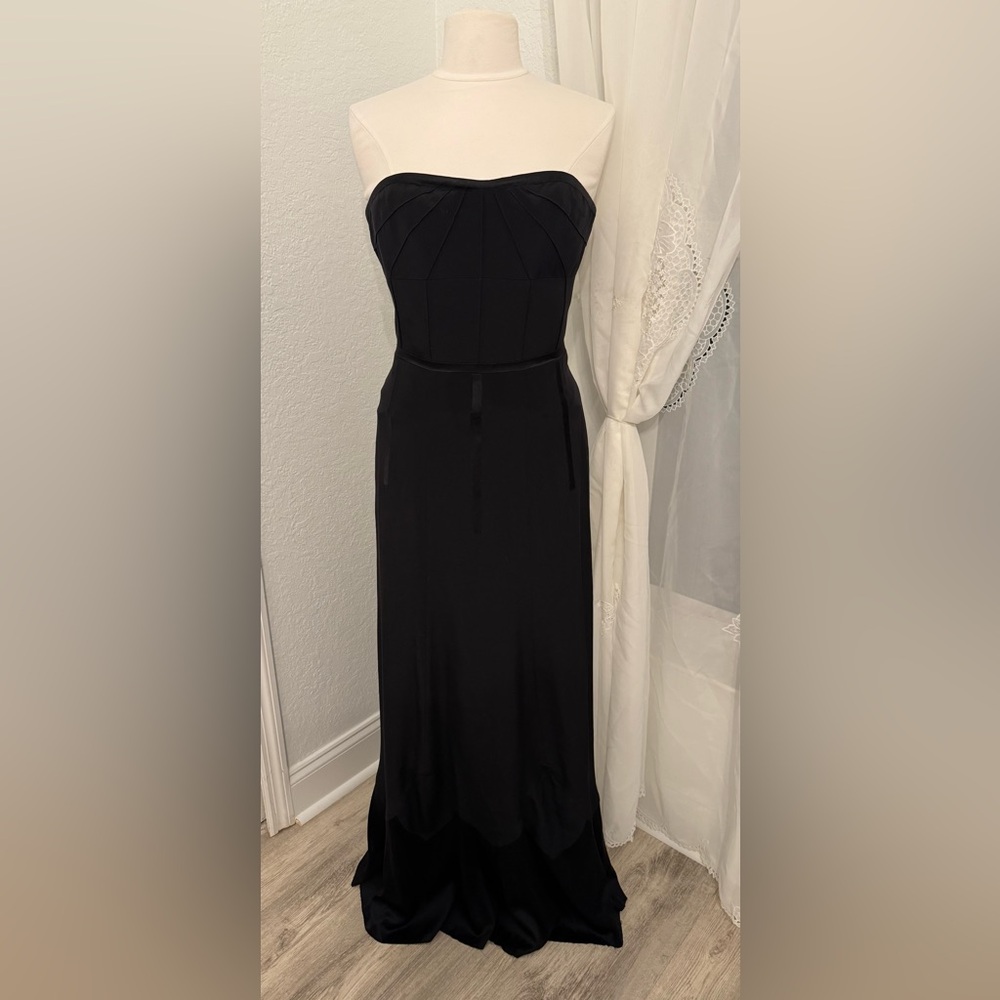 NEW Nicole Miller Collection Long Black Strapless Corset Gown / Dress - Size 4